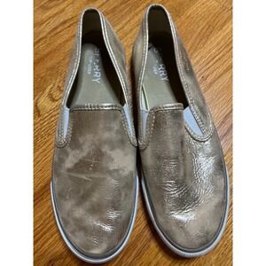 Sperry Top-Sider Metallic Gold Slip On Sneakers Casual Shoes 8 1/2 Leather